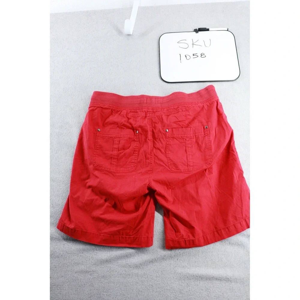 Dash Shorts Womens L Red Pull On Cotton Blend Drawstring Casual Ribbed Waistband